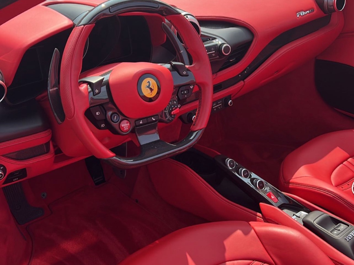 Ferrari red leather interior detail